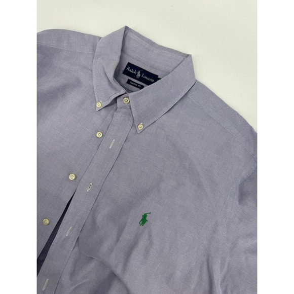 Ralph Lauren Classic Fit Oxford Shirt 18 Purple Button Down Pony Men  34 35 - Picture 3 of 10